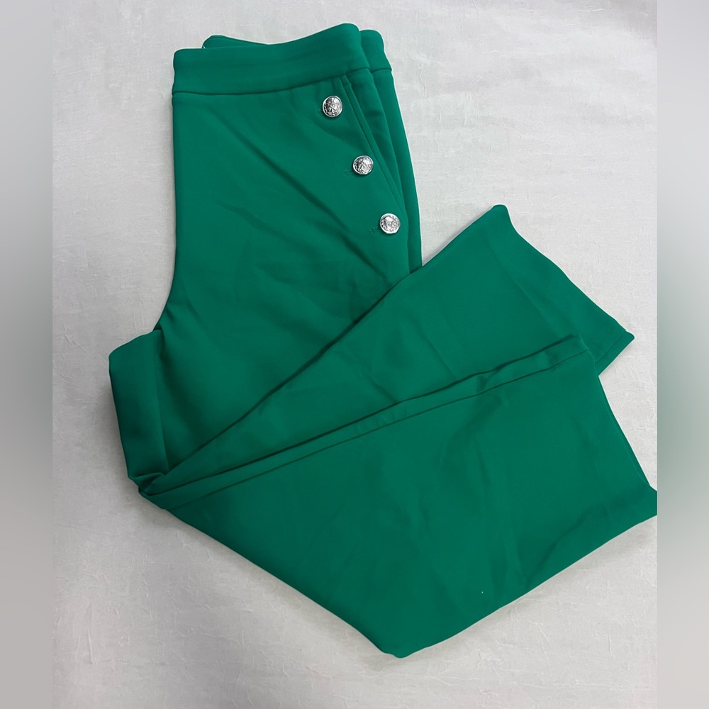 Rachel Zoe Green Pants with Silver Buttons